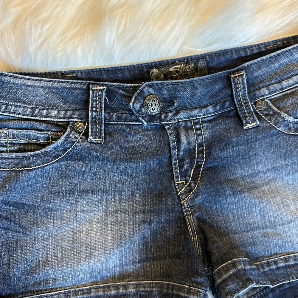 Silver jeans MARTI Y2K low rise denim stretch Shorts size 30 - Picture 2 of 8